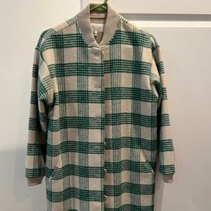 THE GREAT - THE LONG BOMBER JACKET - JUNIPER PLAID